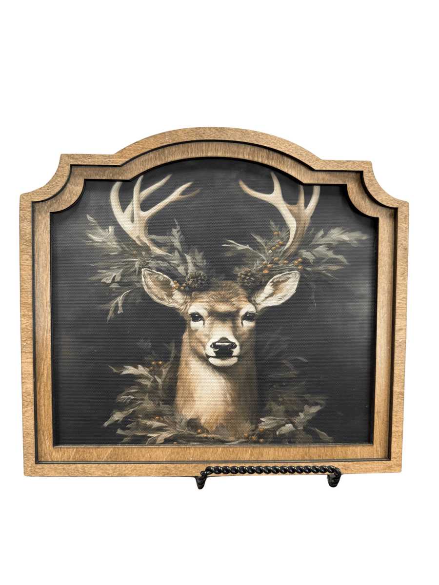 Provincial Wreath Deer Framed Art - Perch