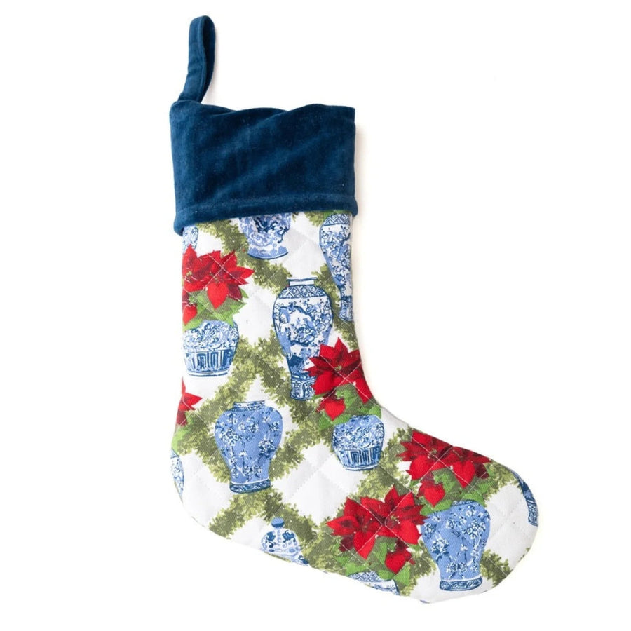 Quilted Stocking - Poinsettias - Perch