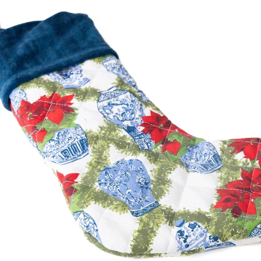Quilted Stocking - Poinsettias - Perch