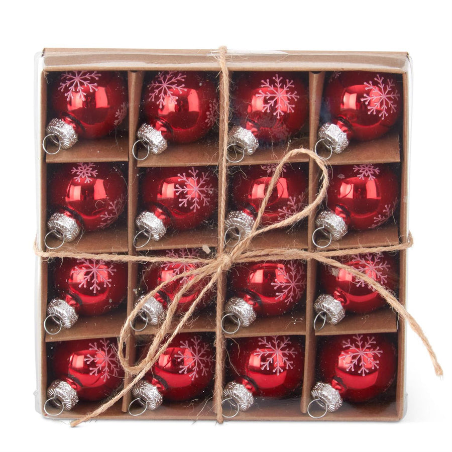 Red Glass Mini Ornaments - Box of 16 - Perch