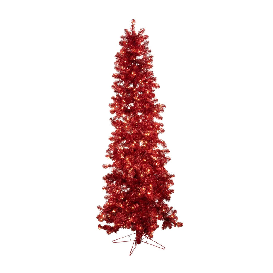 Red Prelit Tinsel Trees - #Perch#