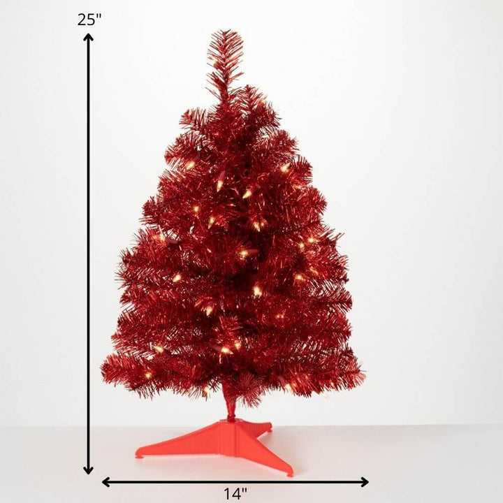 Red Prelit Tinsel Trees - #Perch#