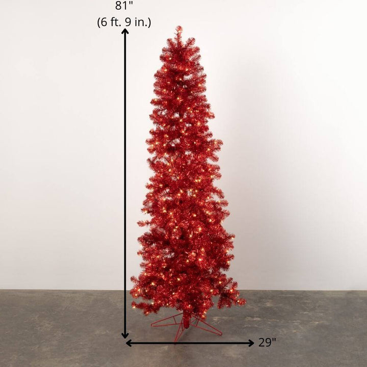 Red Prelit Tinsel Trees - #Perch#