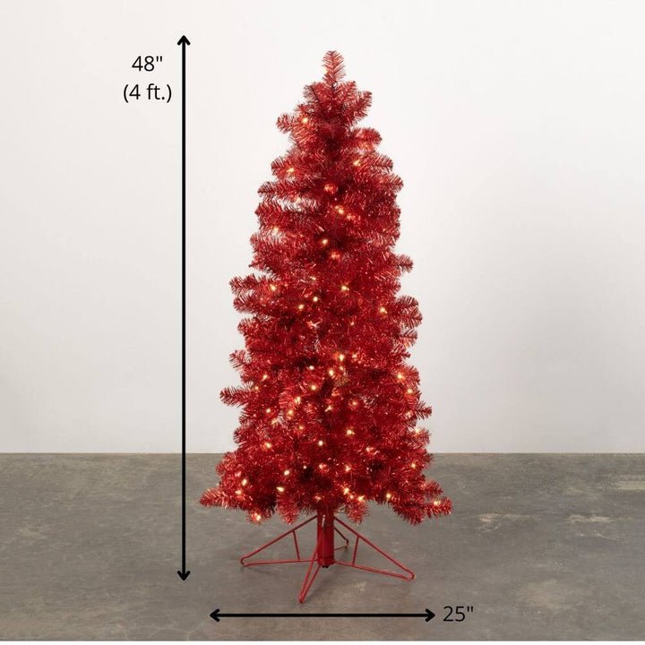 Red Prelit Tinsel Trees - #Perch#