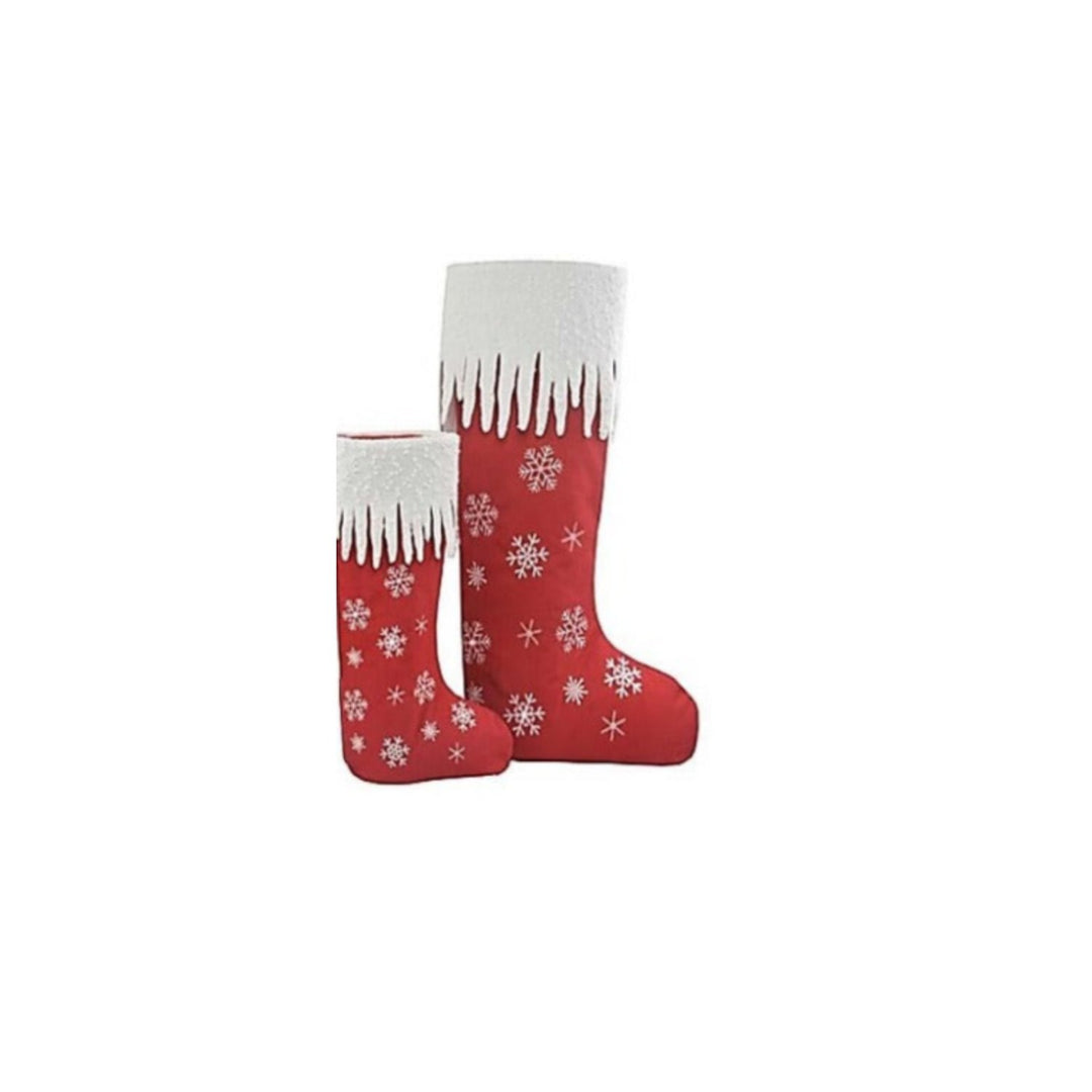 Red Snowflake Standing Stocking with Twinkle Led Lights - #Perch#