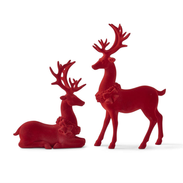 Red Velvet Resin Reindeers - Perch