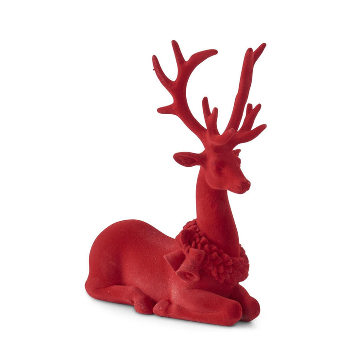Red Velvet Resin Reindeers - Perch