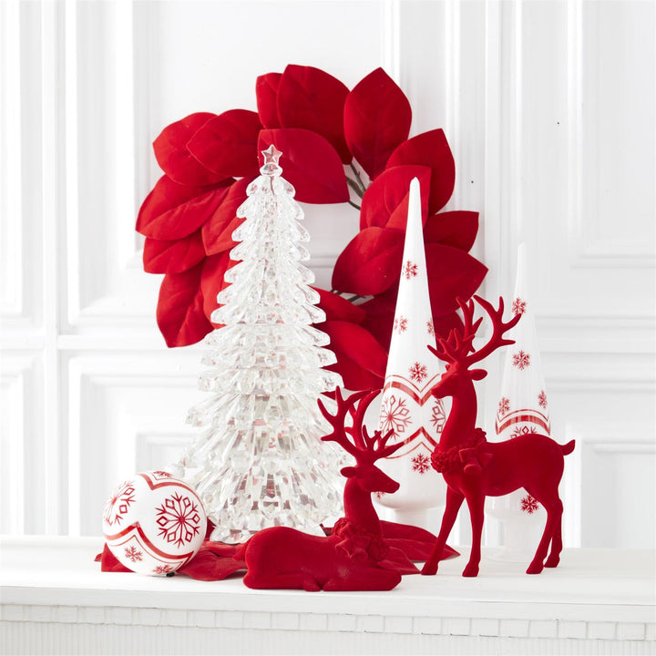 Red Velvet Resin Reindeers - Perch