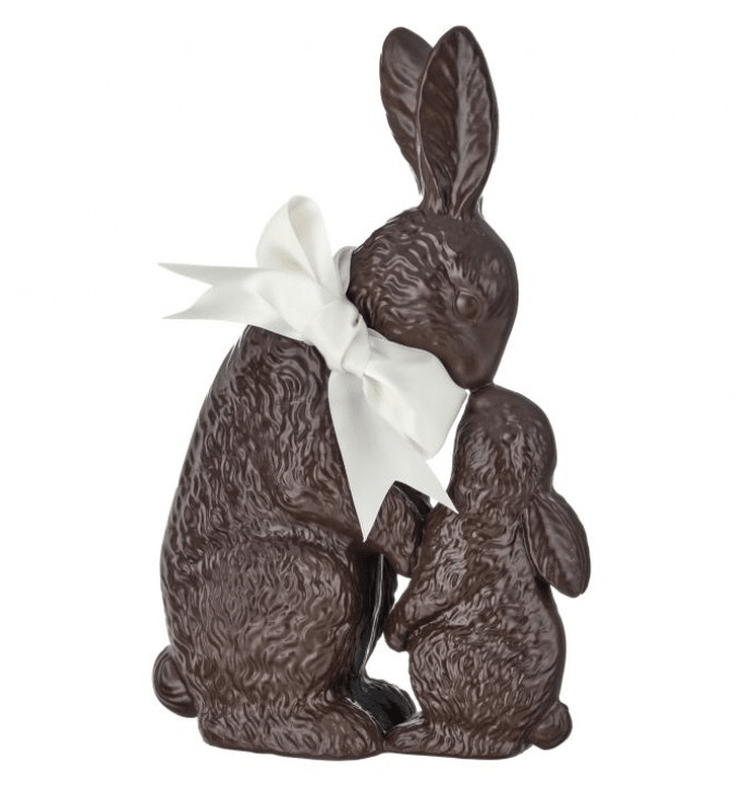 Resin Chocolate Bunny with Baby - Perch