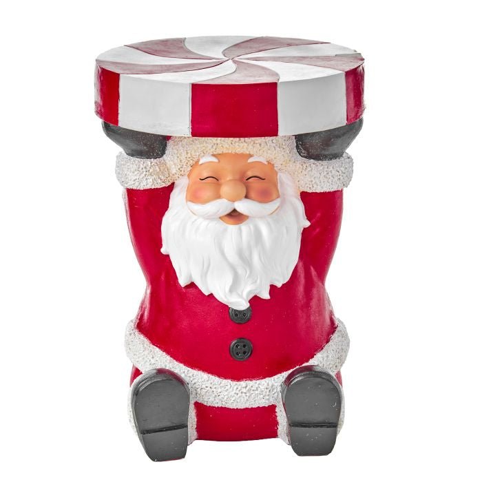 Resin Santa Peppermint Stool - Outdoor Safe - Perch