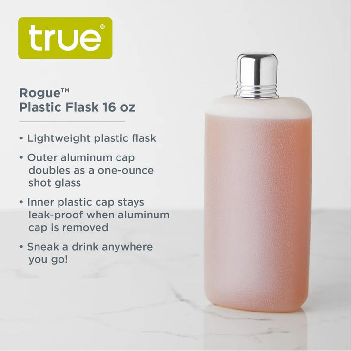 Rogue 16 oz Plastic Flask in White - Perch