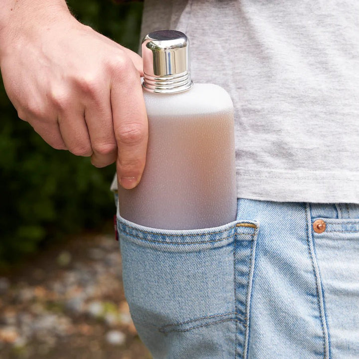 Rogue 16 oz Plastic Flask in White - Perch