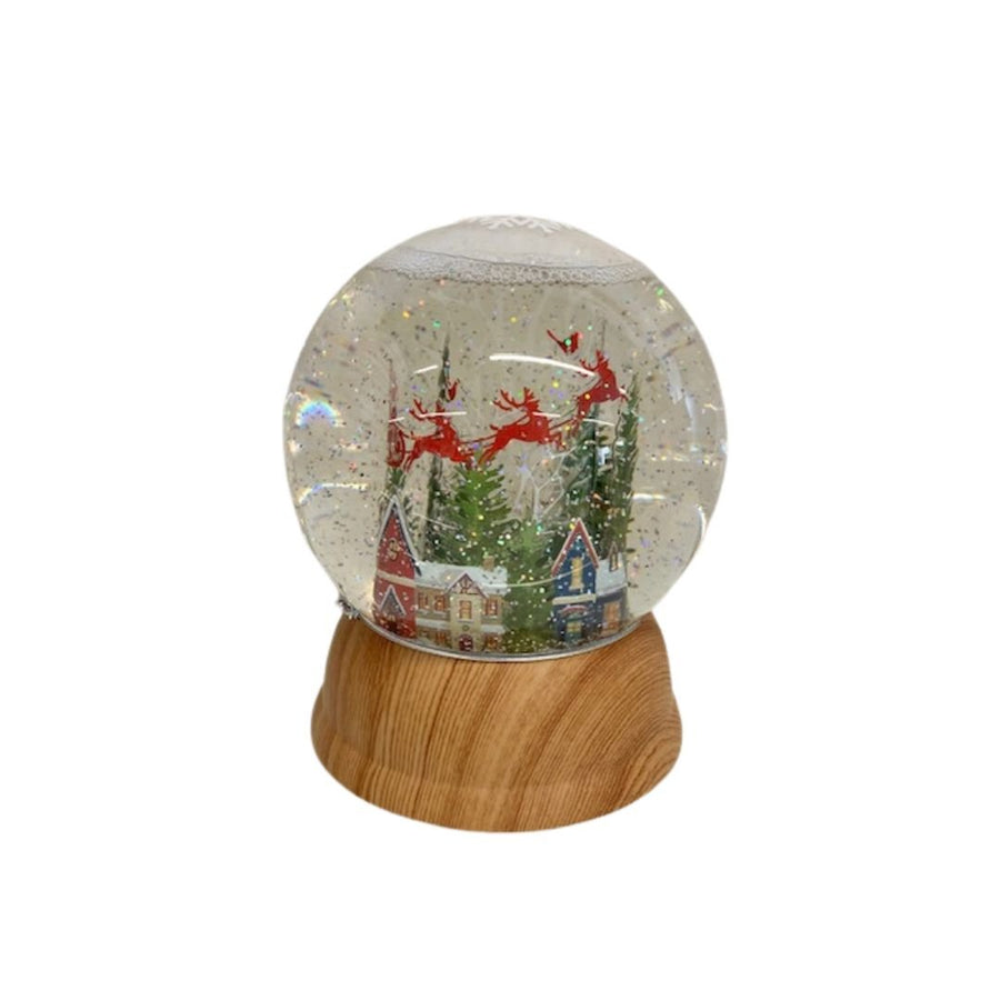 Santa's Sleigh Faux Wood Base Waterglobe - #Perch#