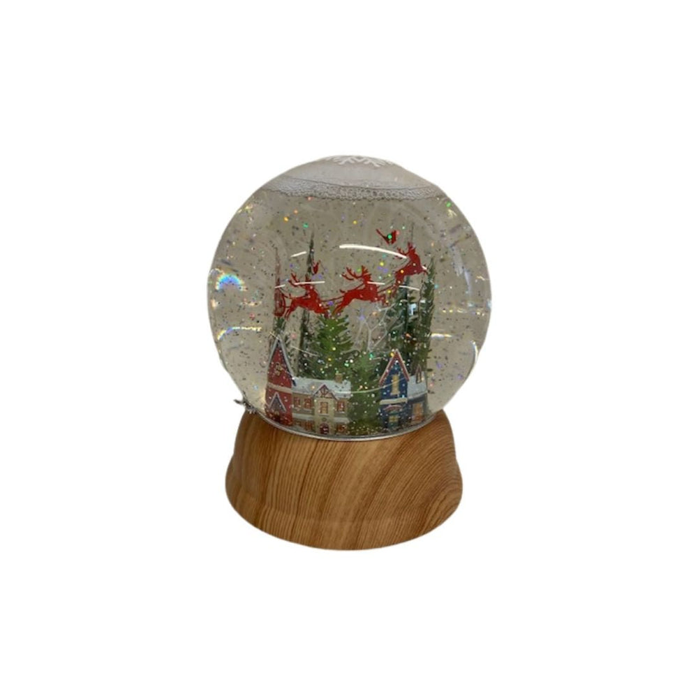 Santa's Sleigh Faux Wood Base Waterglobe - #Perch#