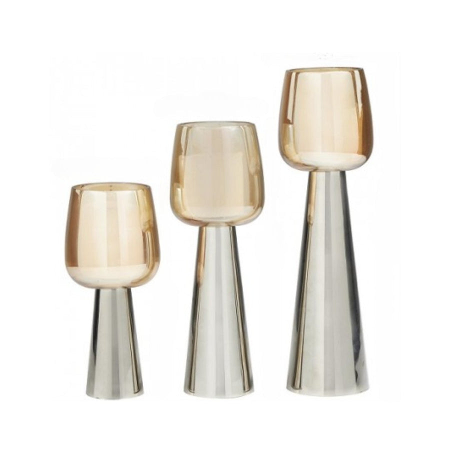 Silver + Bronze Glass Candlesticks S/3 - #Perch#