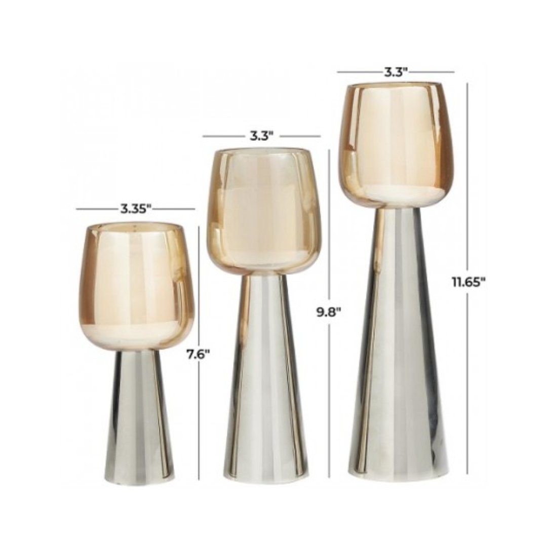 Silver + Bronze Glass Candlesticks S/3 - #Perch#