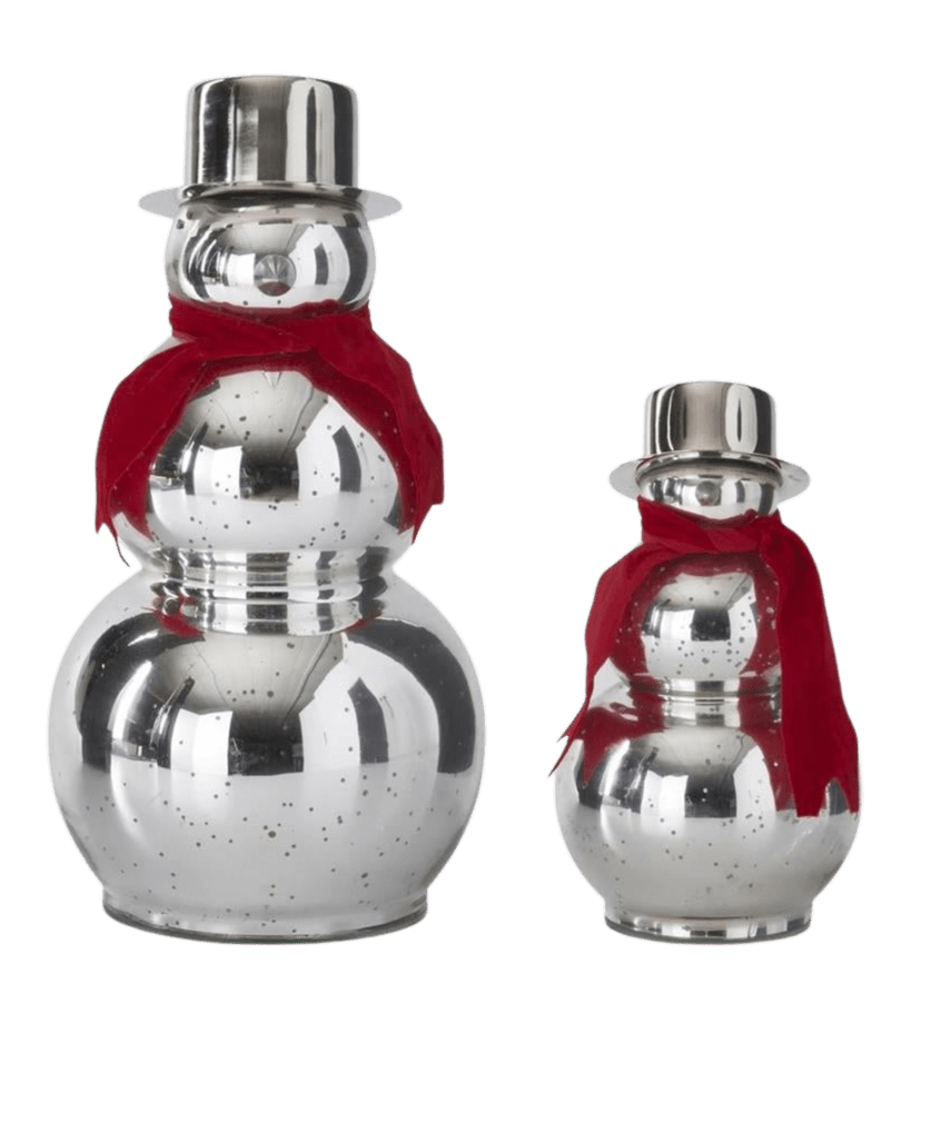 Silver Mercury Glass Snowmen - Set of 2 - #Perch#