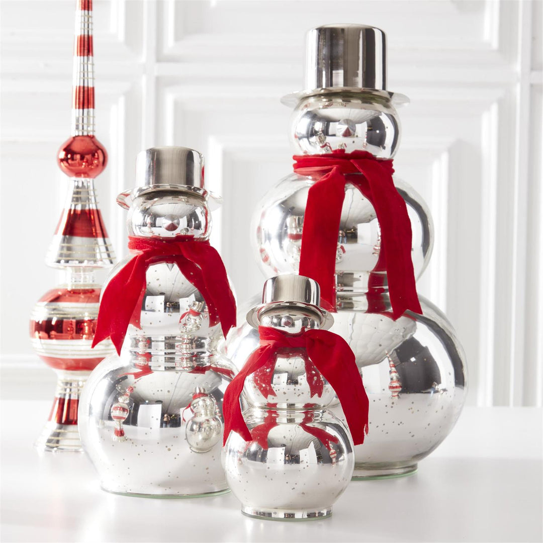 Silver Mercury Glass Snowmen - Set of 3 - Perch