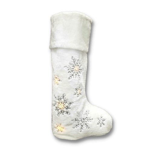 Silver Snowflake Standing Stocking with Twinkle Led Lights - #Perch#