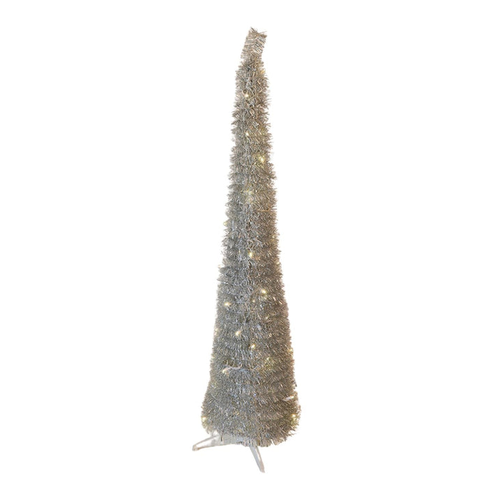 Silver Tinsel Prelit Pop Up Trees - #Perch#