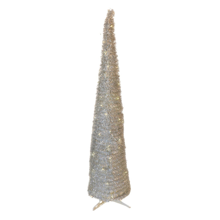 Silver Tinsel Prelit Pop Up Trees - #Perch#