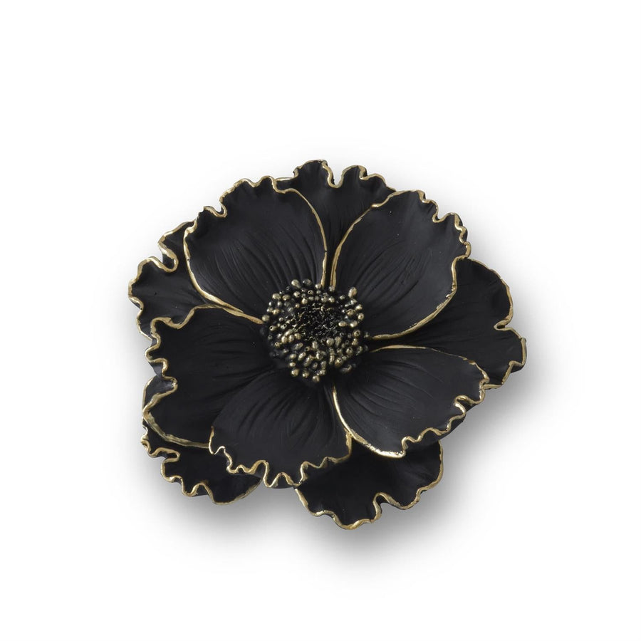 Small Black Resin Gold Gilded Wall Flower - Perch