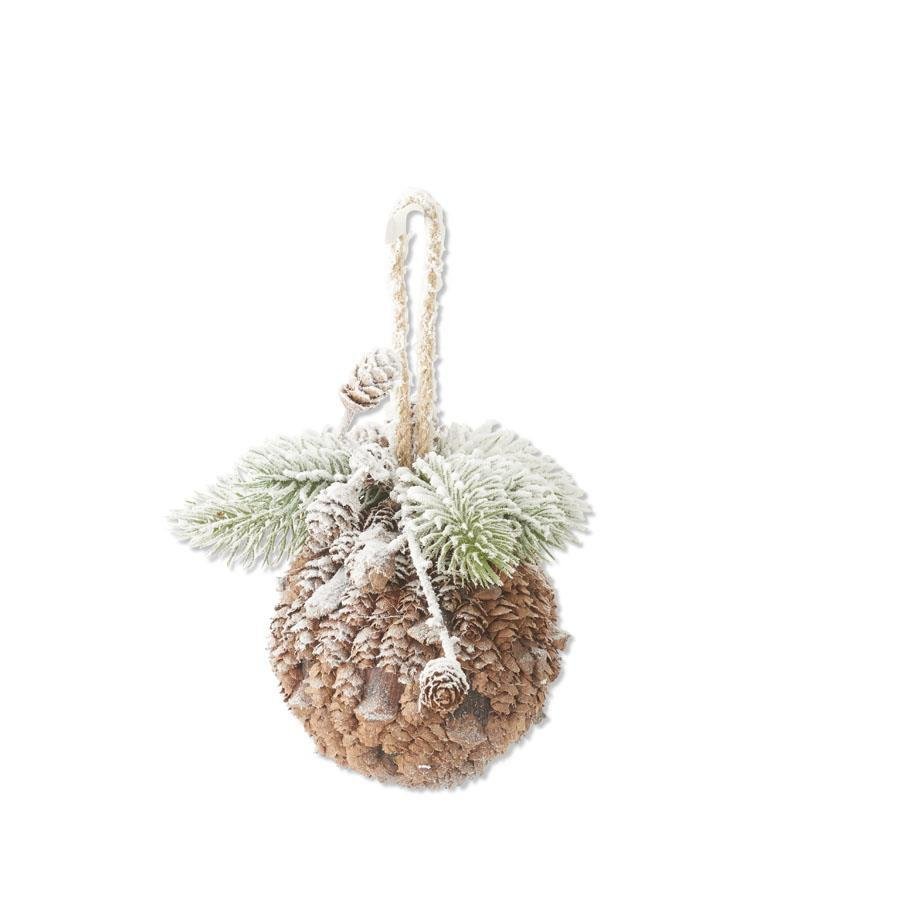 Snowy Pineneedle Ball Ornament - #Perch#