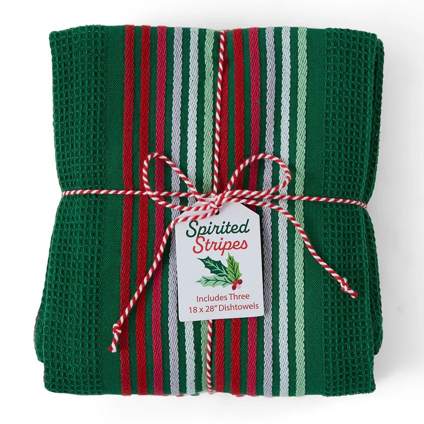 Spirited Stripes Holiday Dishtowel Set S/3 - Perch