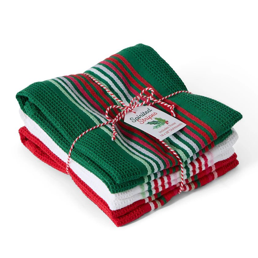 Spirited Stripes Holiday Dishtowel Set S/3 - Perch