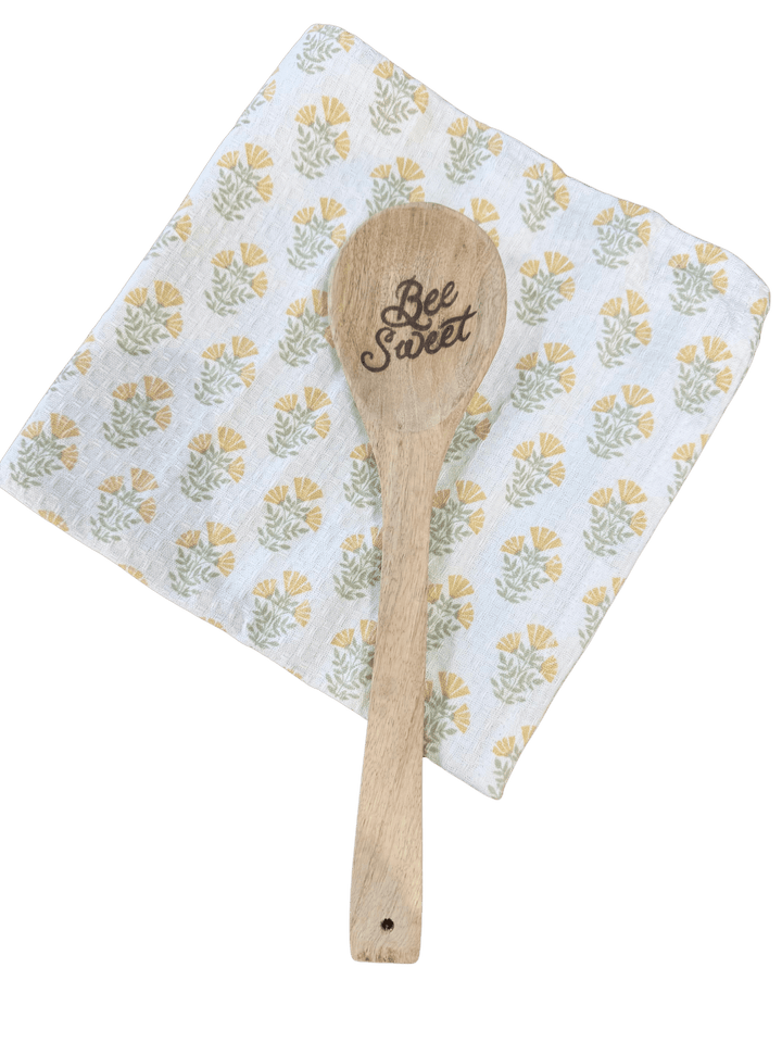 Sweet Bee Dish Towel + Spoon Gift Set - Perch