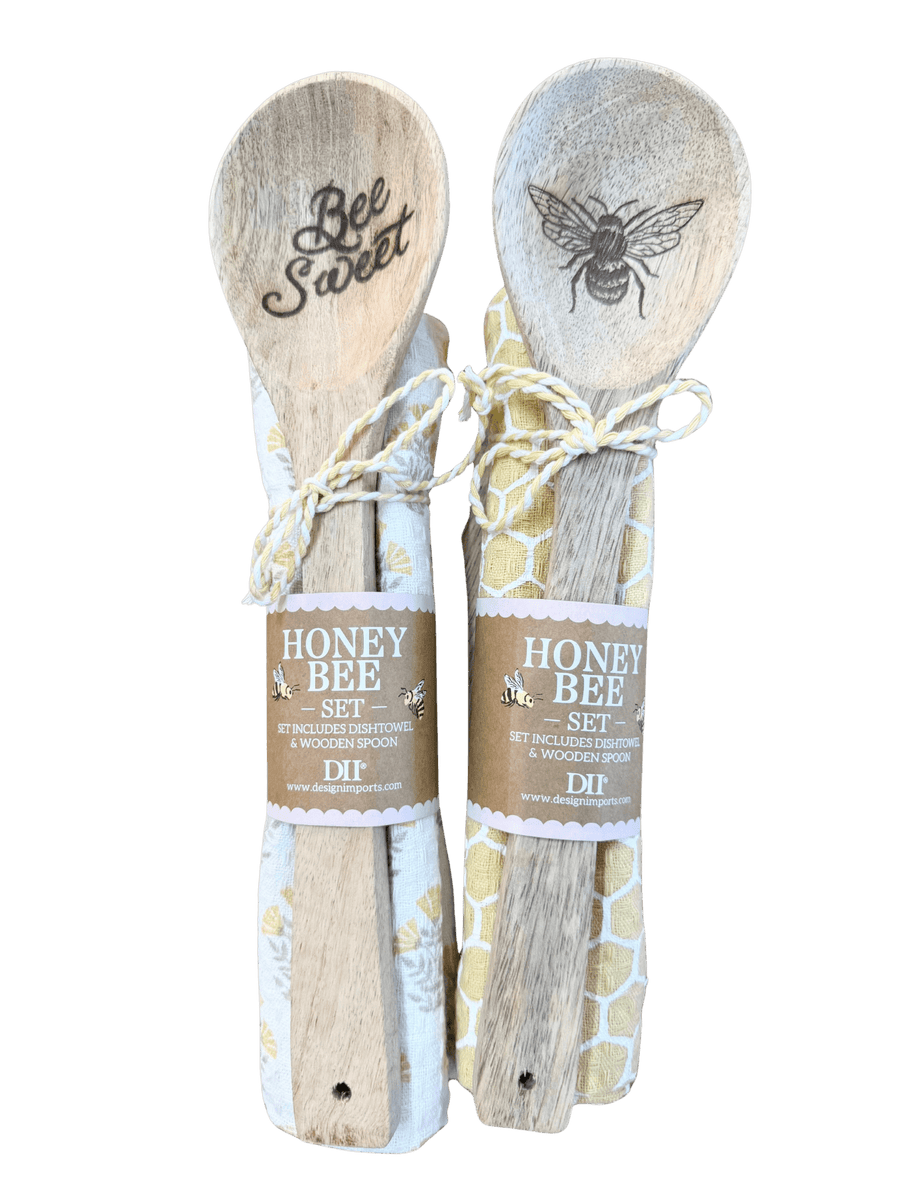 Sweet Bee Dish Towel + Spoon Gift Set - Perch