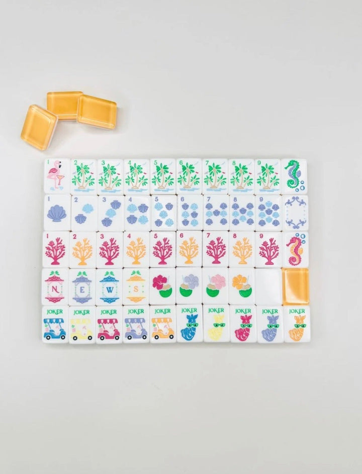 The Palm Royale Mahjong Tile Set and Mat and Shufflers - Perch
