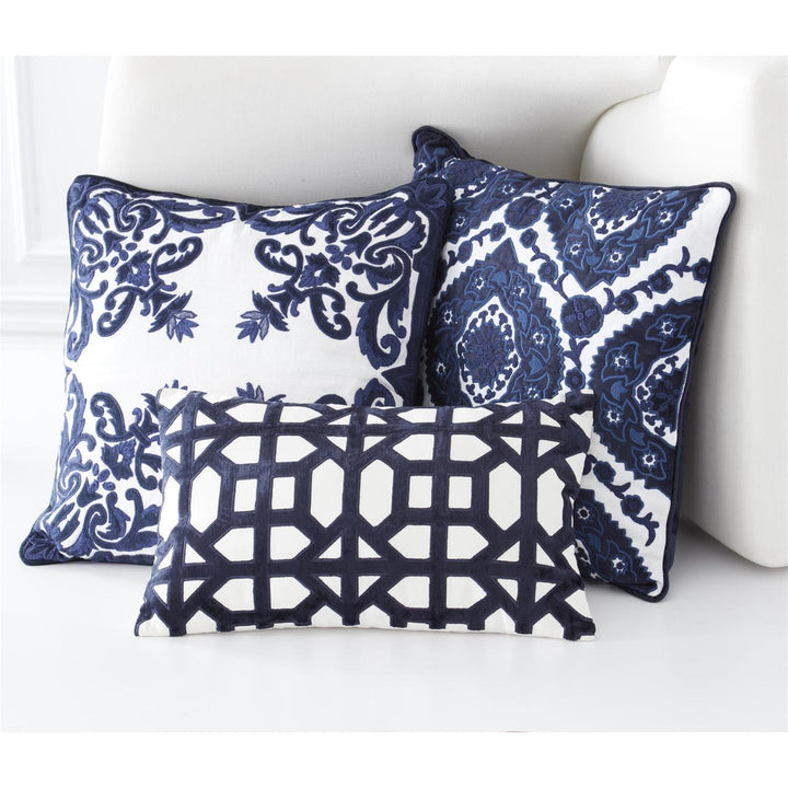 Velvet & Linen Embroidered Pillow - Perch