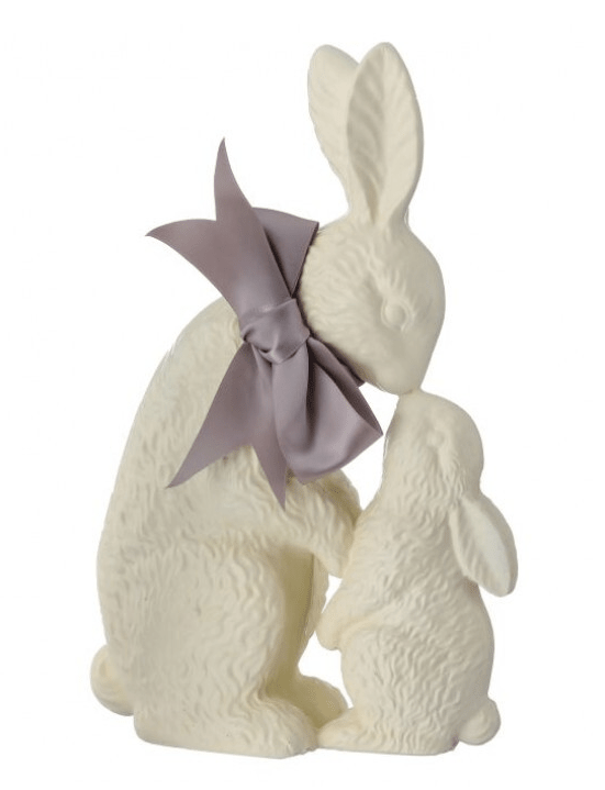 White Chocolate Resin Chocolate Bunny with Baby - Perch