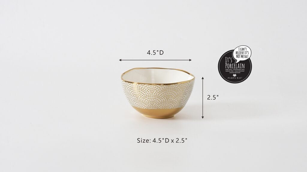 White + Gold Dot Pattern Snack Bowl - #Perch#