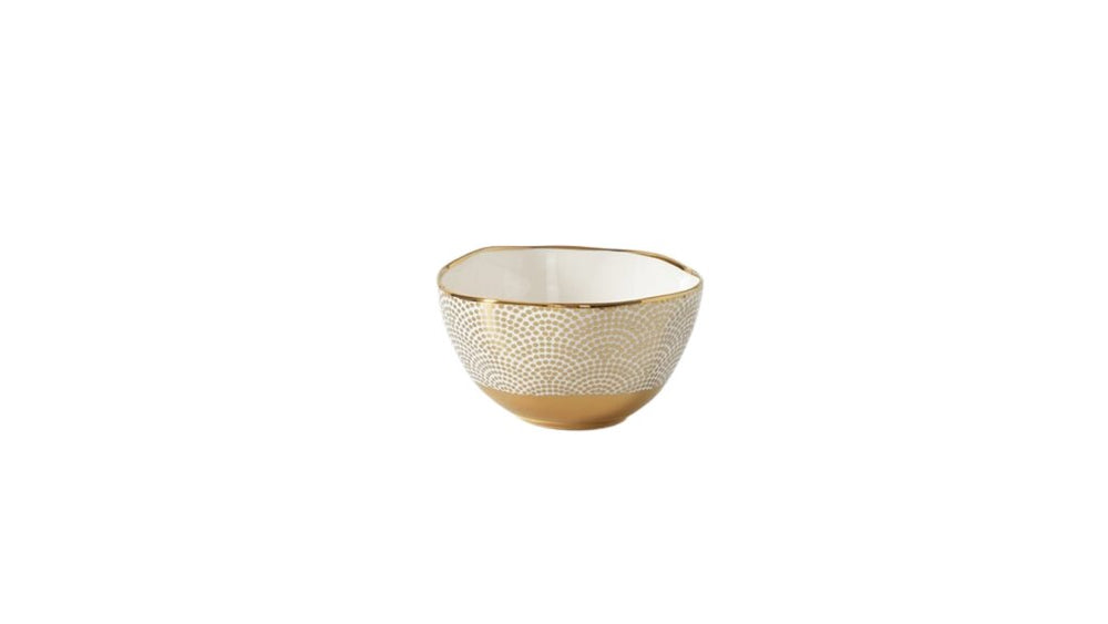White + Gold Dot Pattern Snack Bowl - #Perch#
