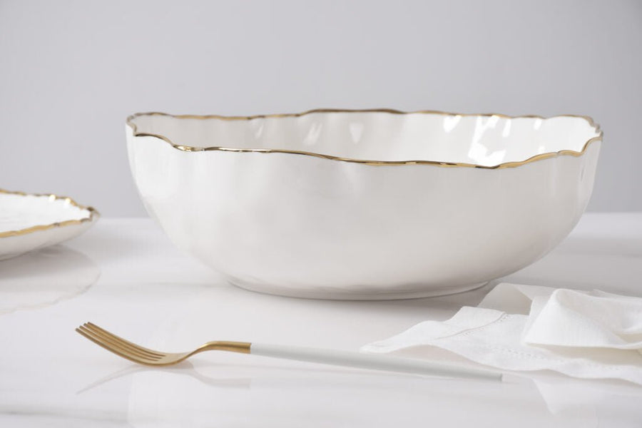 White + Gold Large Bowl - #Perch#