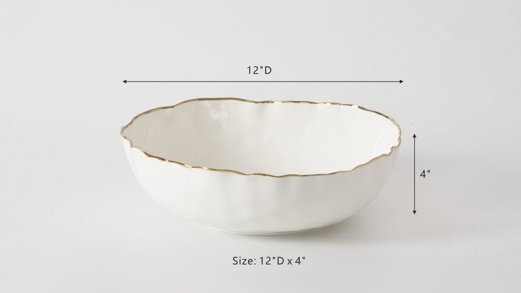 White + Gold Large Bowl - #Perch#