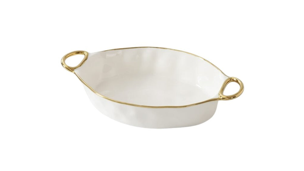 White + Gold Oval Baking Dish - #Perch#