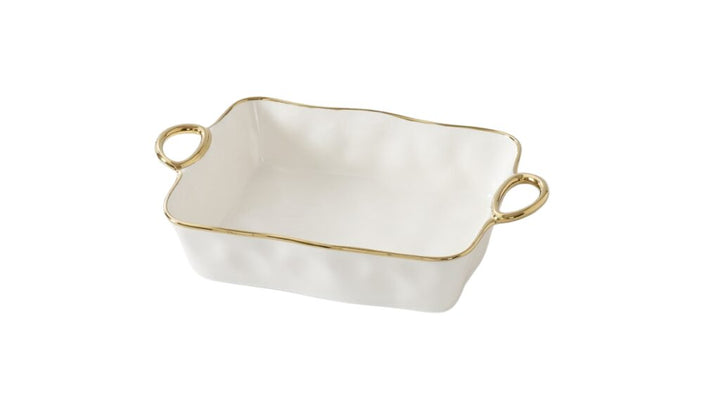 White + Gold Rectangular Baking Dish - #Perch#