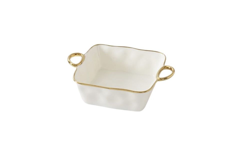 White + Gold Square Baking Dish - #Perch#