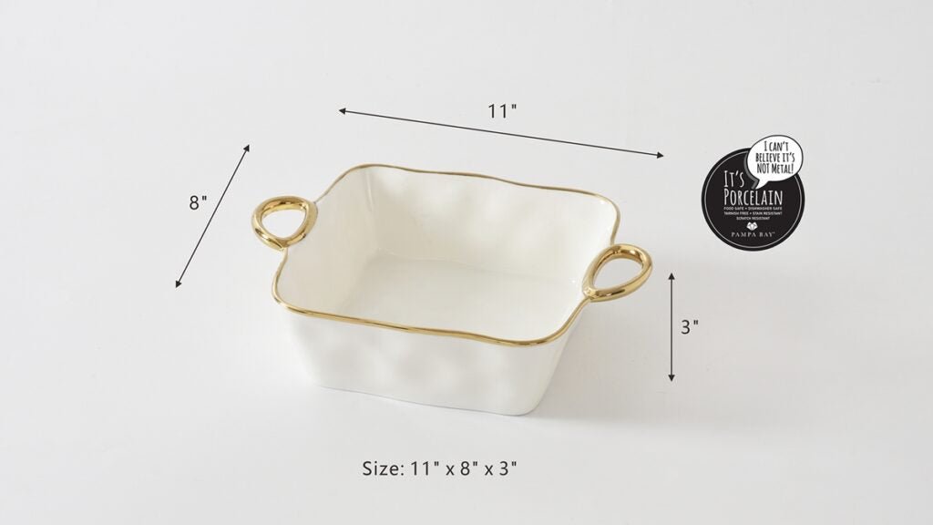 White + Gold Square Baking Dish - #Perch#