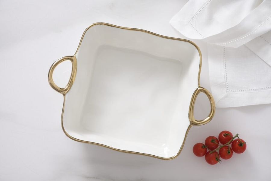 White + Gold Square Baking Dish - #Perch#
