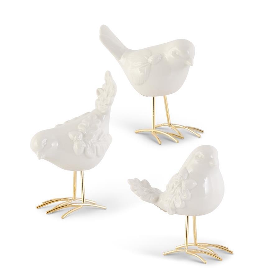 White Porcelain Birds Set of 3 - Perch
