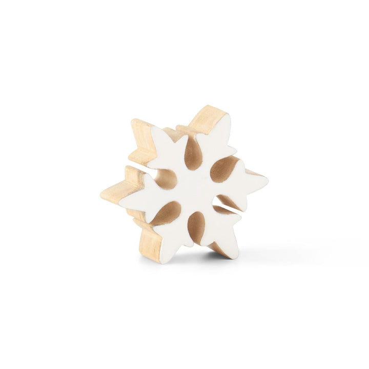 Wood and White Enamel Snowflakes - #Perch#