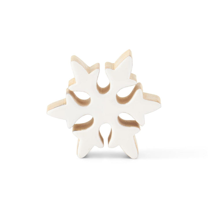 Wood and White Enamel Snowflakes - #Perch#