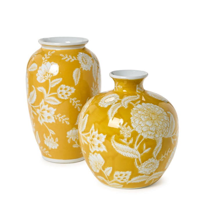 Yellow Floral Vases - Set of 2 - Perch