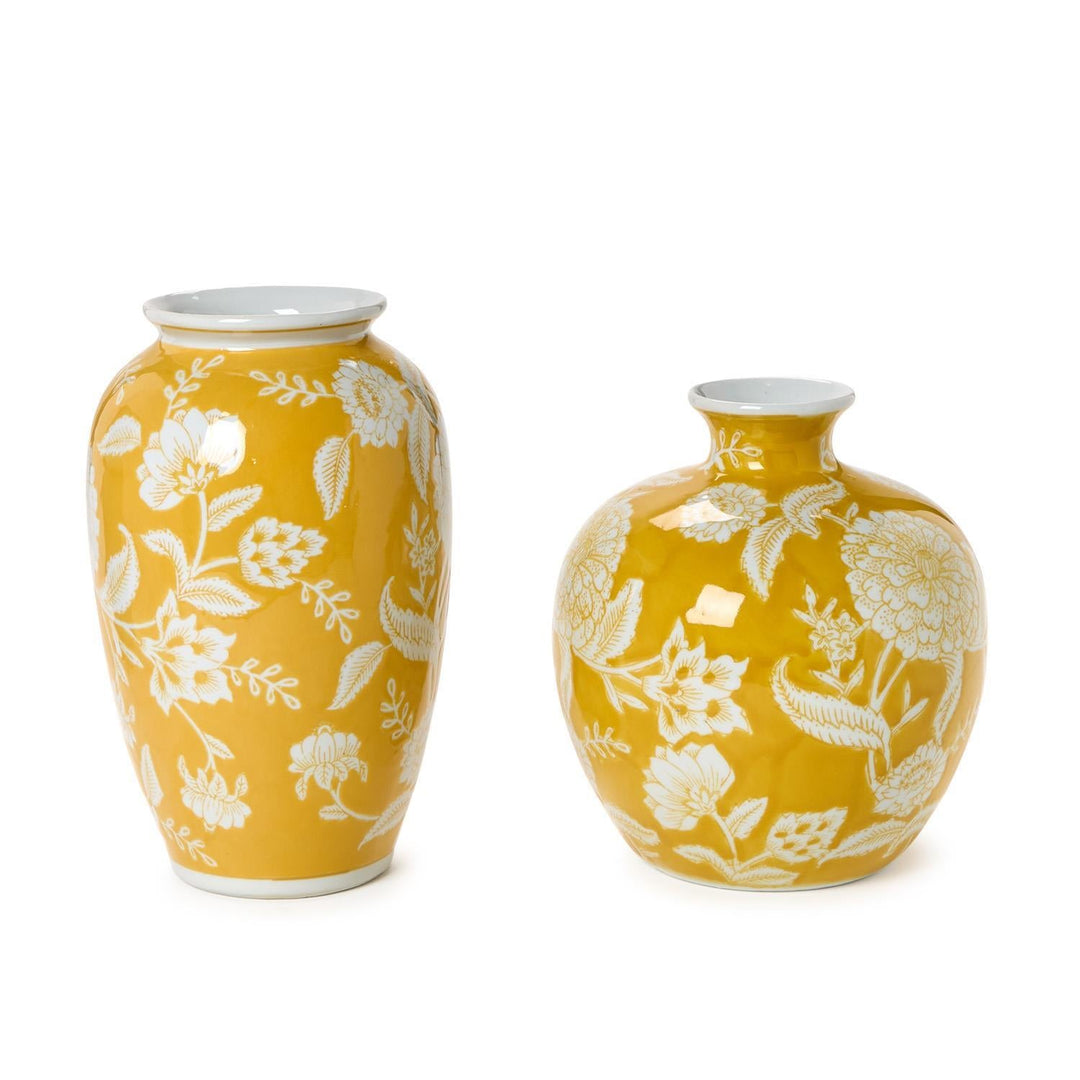 Yellow Floral Vases - Set of 2 - Perch