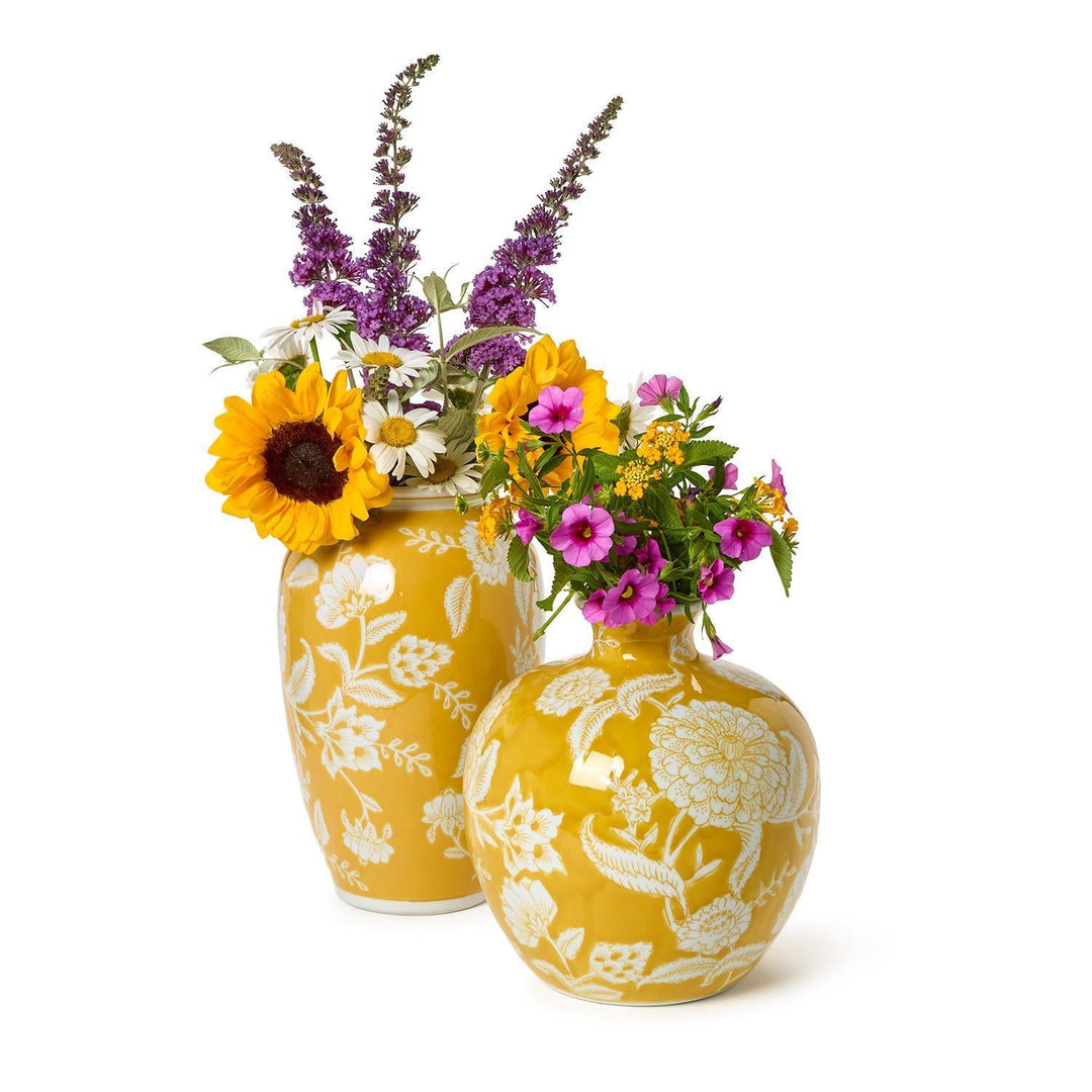 Yellow Floral Vases - Set of 2 - Perch