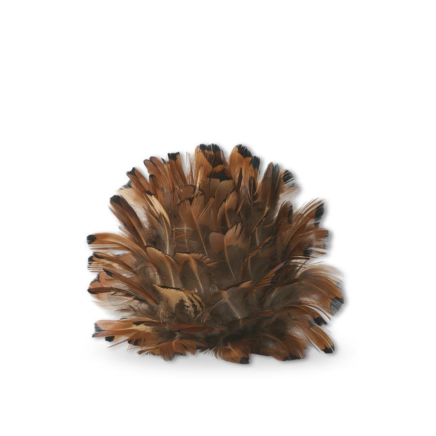 4" Rust Brown Feather Ball W/Hanger - #Perch#